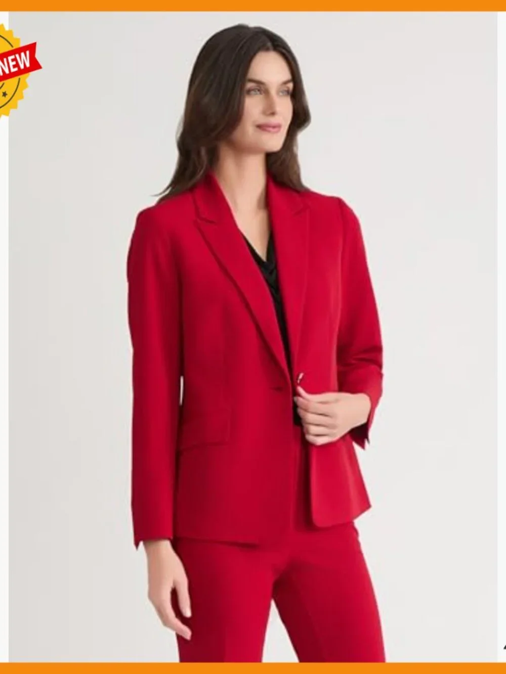 Stretch Crepe One Button Blazer, Tailored Fit, Wrinkle-Resistant, Professional - Picture 3 of 4